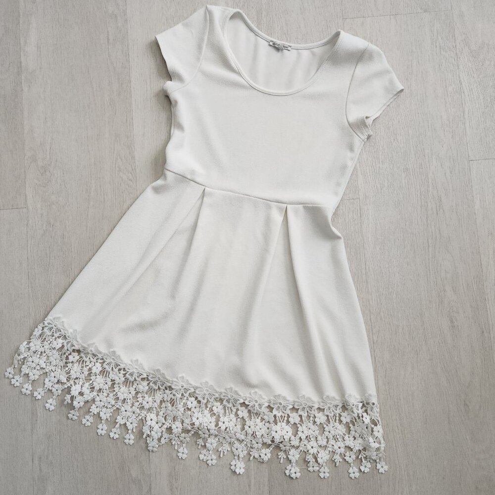 White Lace-Trim A-Line Dress by Charlotte Russe